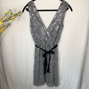 EXPRESS NYE GREY SEQUIN PARTY DRESS